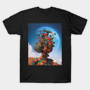 Psychedelic floral mushroom head T-Shirt